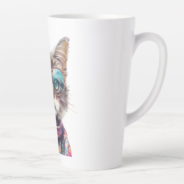 Caneca De Café Latte  Gato Cool con Lentes  (Direita)
