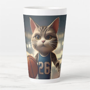 Caneca De Café Latte Gato de basquete,