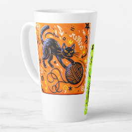 Caneca De Café Latte Gato de Duas Cores