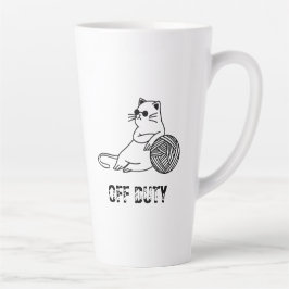 Caneca De Café Latte Gato de folga de serviço - Gato de dois-T, de borr