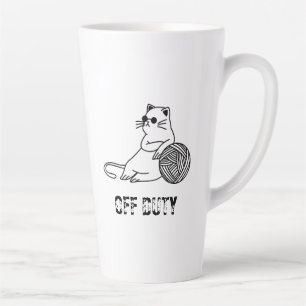 Caneca De Café Latte Gato de folga de serviço - Gato de dois-T, de borr