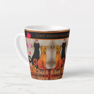 Caneca De Café Latte Gato de Gatinhos de Halloween