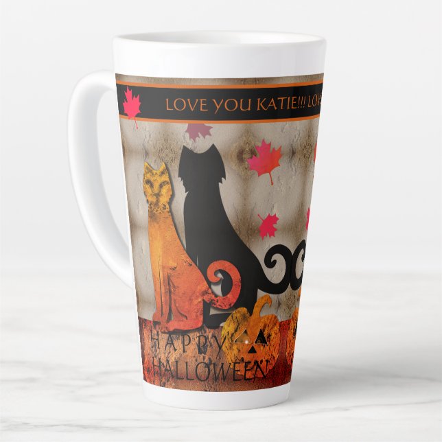 Caneca De Café Latte Gato de Gatinhos de Halloween (Ângulo esquerdo)