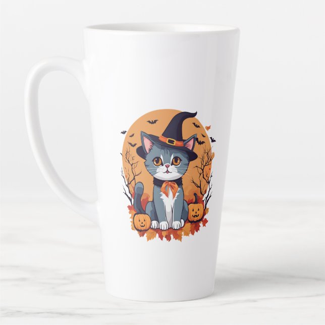 Caneca De Café Latte Gato de Halloween Bonito Grande (Esquerda)