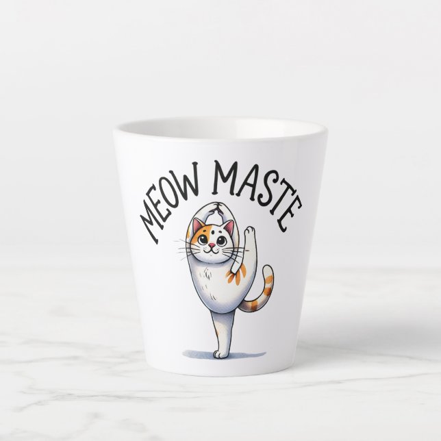 Caneca De Café Latte Gato De Ioga - Mole De Miau (Frente)