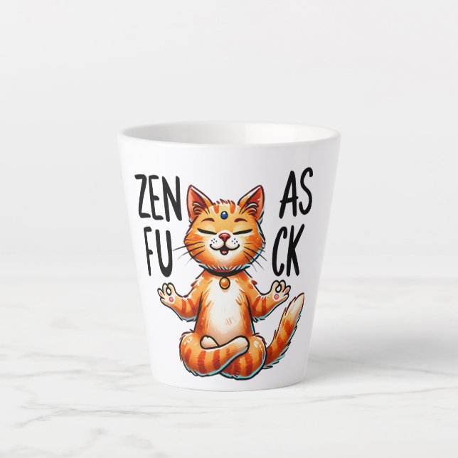 Caneca De Café Latte Gato de ioga - Zen (Frente)