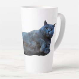 Caneca De Café Latte Gato de Kitty Shorthair Britânico que fica ao lado
