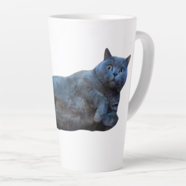 Caneca De Café Latte Gato de Kitty Shorthair Britânico que fica ao lado (Ângulo direito)