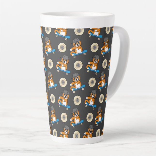 Caneca De Café Latte Gato de Laranja Cachorro em Cartoon (Ângulo direito)