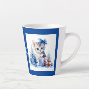 Caneca De Café Latte Gato de Natal
