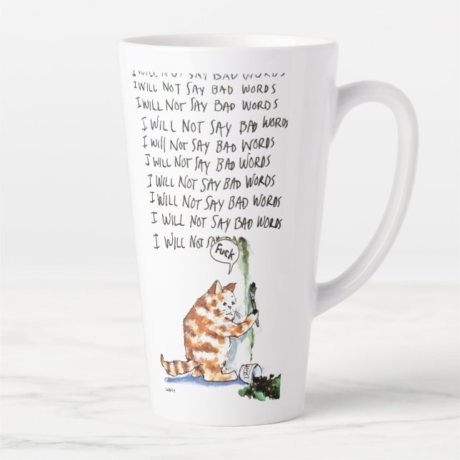 Caneca De Café Latte Gato de Palavra Feia (Direita)