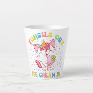 Caneca De Café Latte Gato de Unicórnio Bonito com Sorvete Funny Pun