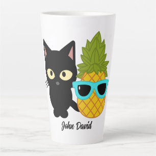 Caneca De Café Latte gato e abacaxi são melhores amigos, personalizem
