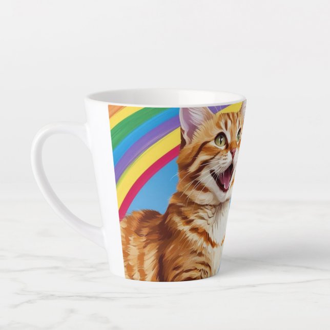 Caneca De Café Latte Gato e Arco-íris: Meu Amor (Esquerda)