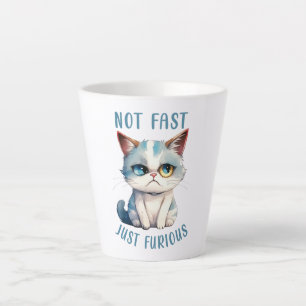 Caneca De Café Latte Gato Engraçado - Não Rápido, Apenas Furioso