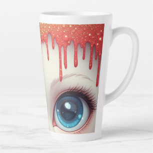 Caneca De Café Latte Gato Fantasia Olhos Azuis Com Gotejamento