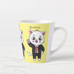 Caneca De Café Latte Gato gatinho bonito em desenho animado