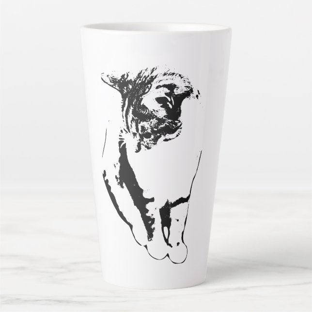 Caneca De Café Latte Gato Gentil Olhando Para Bata De Retrato (Frente)