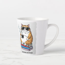Caneca De Café Latte Gato Introvertido con Estilo