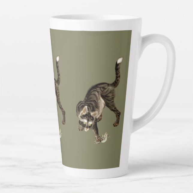 Caneca De Café Latte Gato Japonês Captando um Sapo (Direita)
