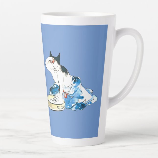 Caneca De Café Latte Gato japonês Humorístico - Balança II (Direita)