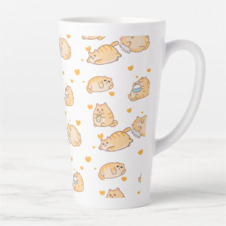 Caneca De Café Latte Gato Laranja Preguiçoso