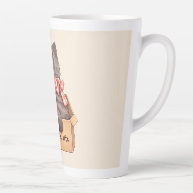 Caneca De Café Latte Gato na Caixa (Direita)