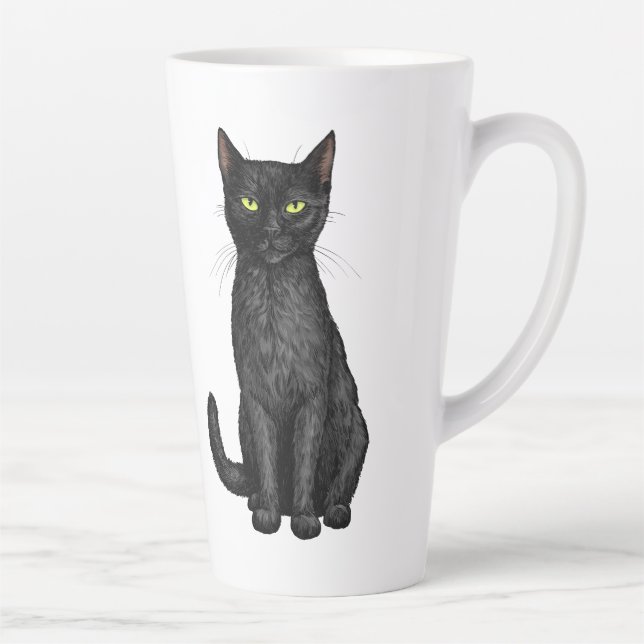 Caneca De Café Latte Gato negro (Direita)