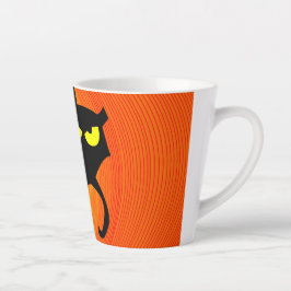 Caneca De Café Latte Gato Negro Halloween