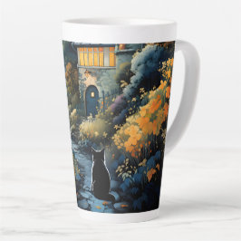 Caneca De Café Latte Gato Negro - Serenidade Lua