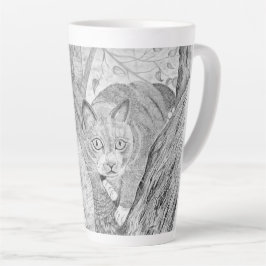 Caneca De Café Latte Gato numa Árvore