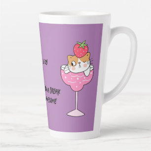 Caneca De Café Latte Gato Preguiçoso Engraçado Lata