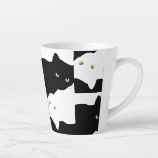 Caneca De Café Latte Gato Preto e Branco
