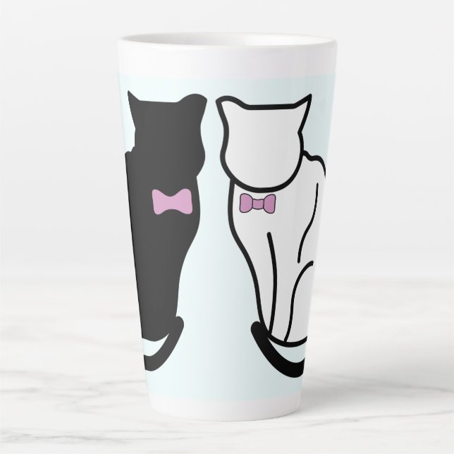 Caneca De Café Latte Gato Preto e Branco (Frente)