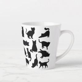 Caneca De Café Latte Gato preto e branco Silhuettes Latino