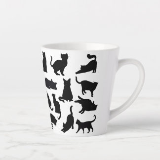 Caneca De Café Latte Gato preto e branco Silhuettes Latino