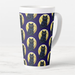 Caneca De Café Latte Gato preto zangado