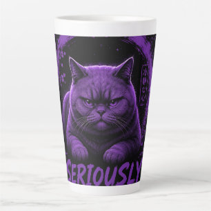 Caneca De Café Latte Gato Seriamente