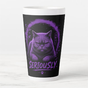 Caneca De Café Latte Gato sério