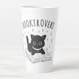 Caneca De Café Latte Gato-troverte com livro e estrelas