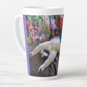 Caneca De Café Latte Gato Tuxedo Fofo fazendo uma Onda Mexicana Gatos E
