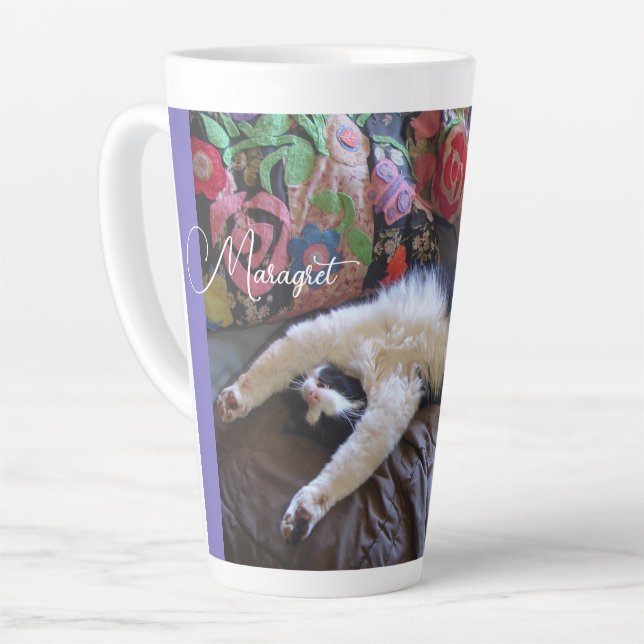 Caneca De Café Latte Gato Tuxedo Fofo fazendo uma Onda Mexicana Gatos E (Ângulo esquerdo)