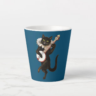 Caneca De Café Latte Gato Vintage Bobo esquisito, Brincando Banjo País