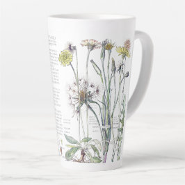Caneca De Café Latte Gatos Botânicos Ouvem Flores De Flor Selvagem