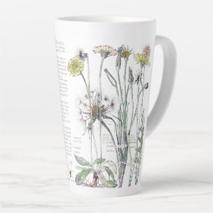Caneca De Café Latte Gatos Botânicos Ouvem Flores De Flor Selvagem
