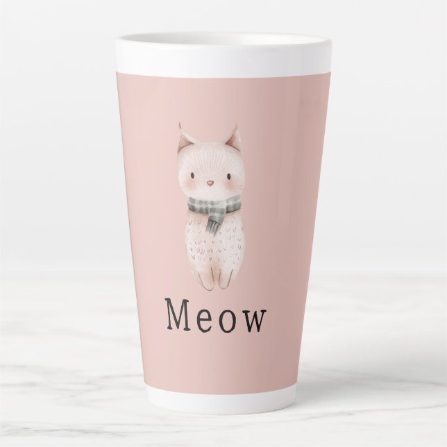 Caneca De Café Latte Gatos Cor-de-Rosa (Frente)