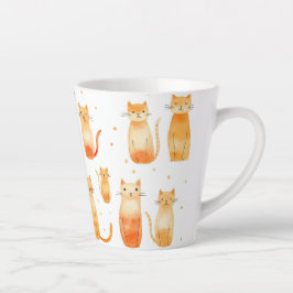 Caneca De Café Latte Gatos De Gato Laranja