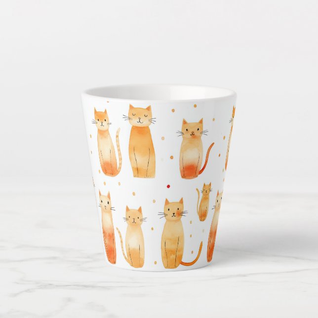 Caneca De Café Latte Gatos De Gato Laranja (Frente)