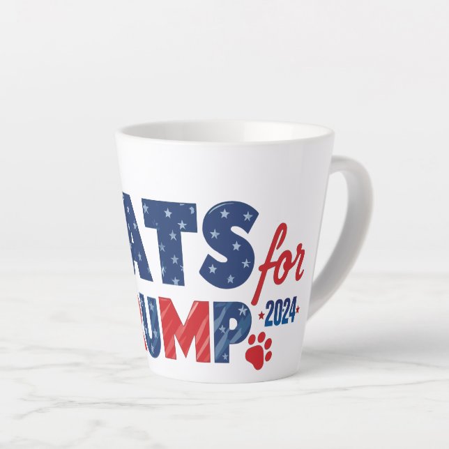 Caneca De Café Latte Gatos de lata para Trump 2024 (Ângulo direito)