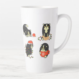Caneca De Café Latte Gatos de Natal bonitos e Engraçados